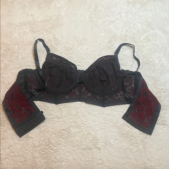 Sexy Mesh Black and Red Heart Pattern Bra Torrid Sz 1 EUC - Picture 4 of 9